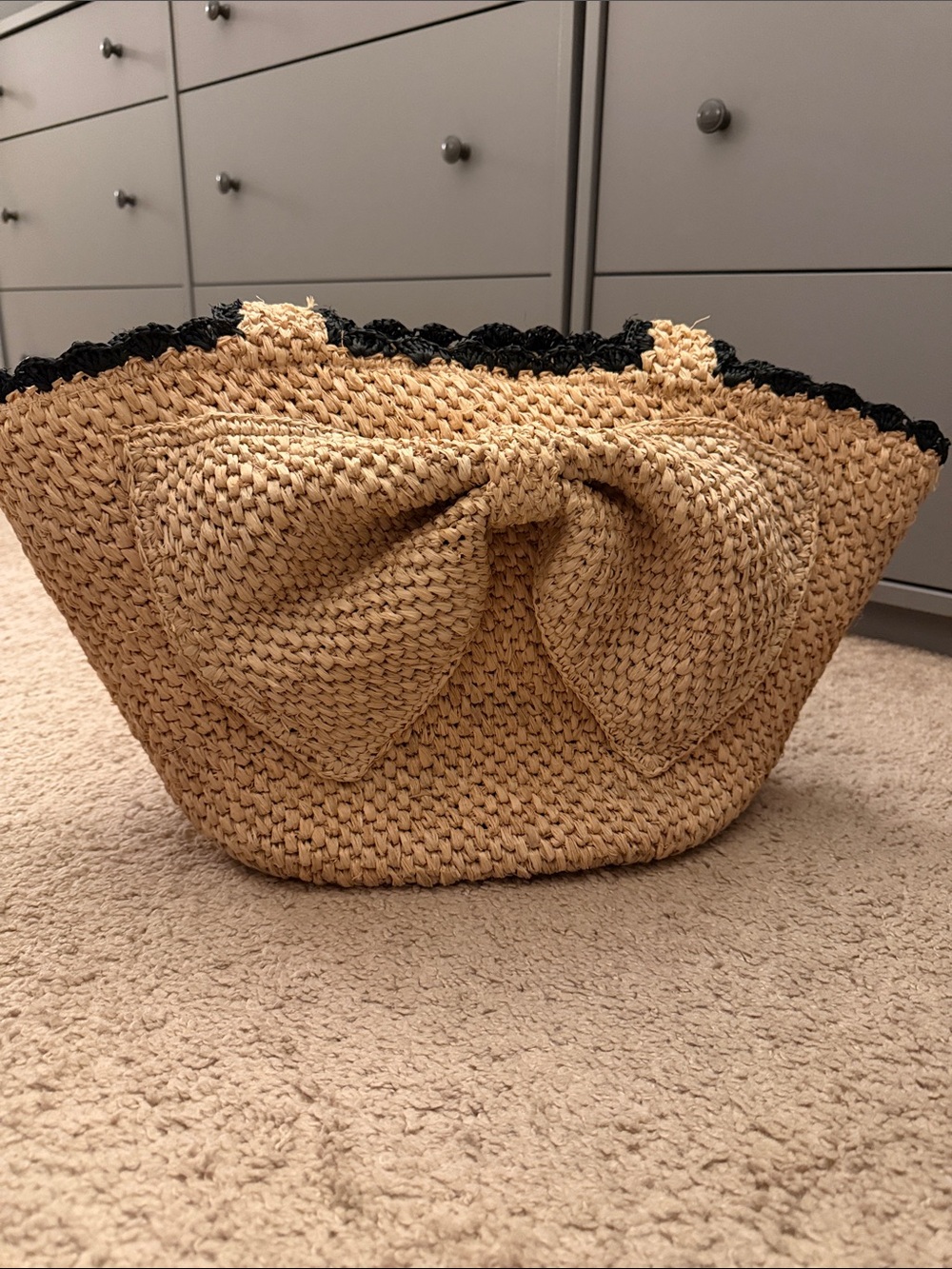 Kate Spade x Target Raffia Bow Tote Natural Black Limited Edition